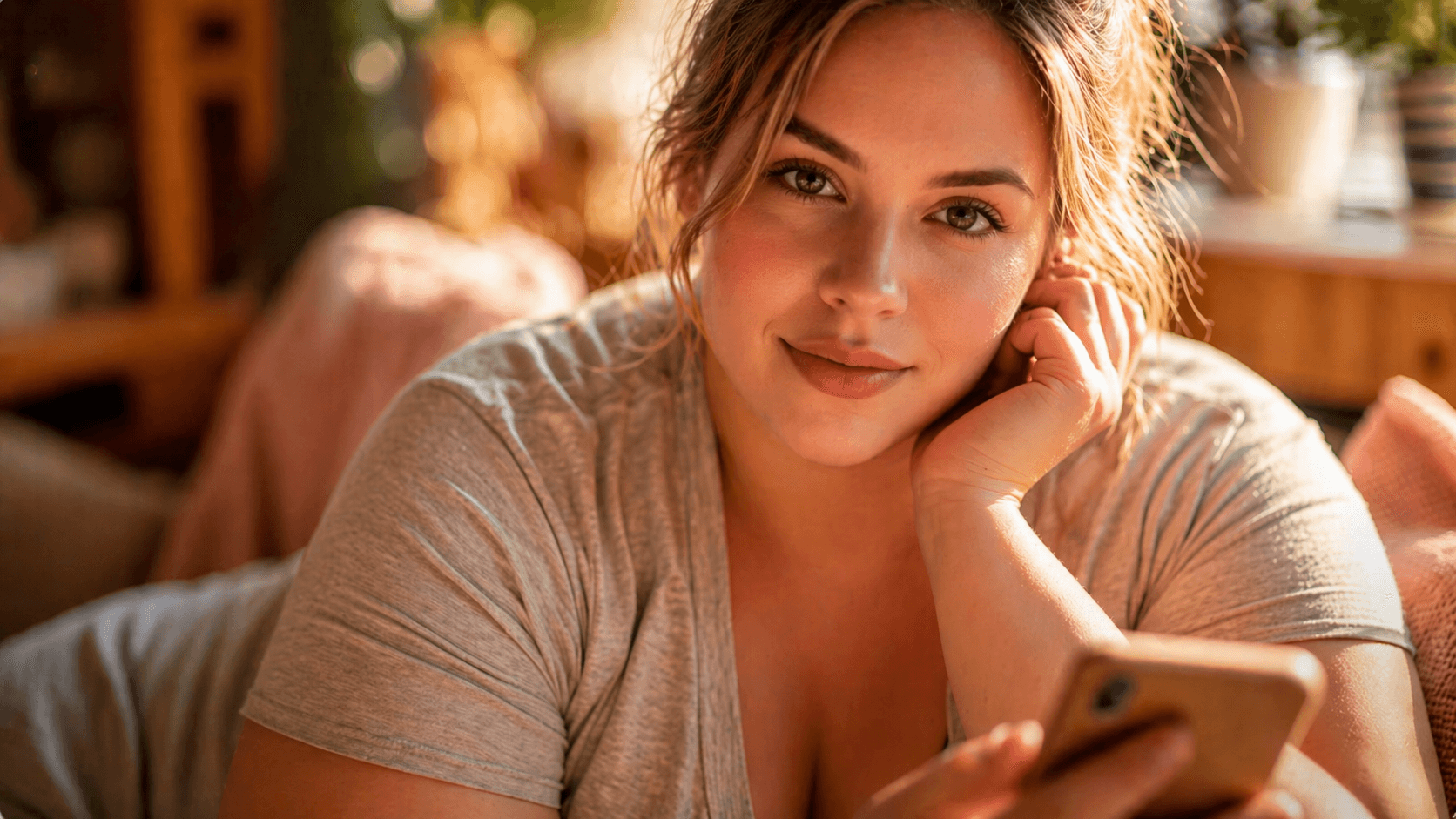 A woman relaxing at home